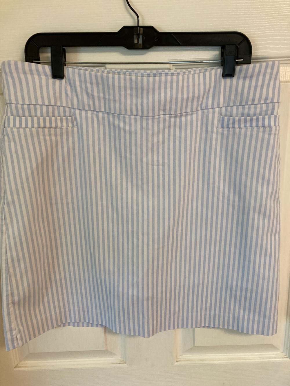 Kim Rogers Blue and White Striped Skort